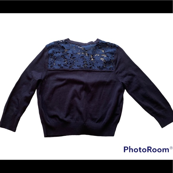 Karl Lagerfeld navy cardigan w  lace shoulders size M - Picture 7 of 7